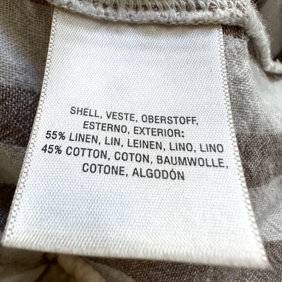 Anthropologie Oasis Striped Pants High Waisted Crop Linen Cotton Tan 2 - Picture 4 of 6